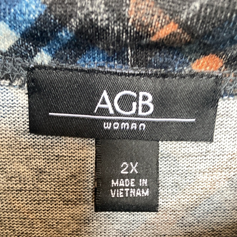 AGB plaid print pullover top with stretch casual shirt office 2X plus size - Picture 15 of 17